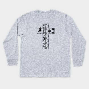 In Jesus Name I Play Christian Soccer Cross Kids Long Sleeve T-Shirt